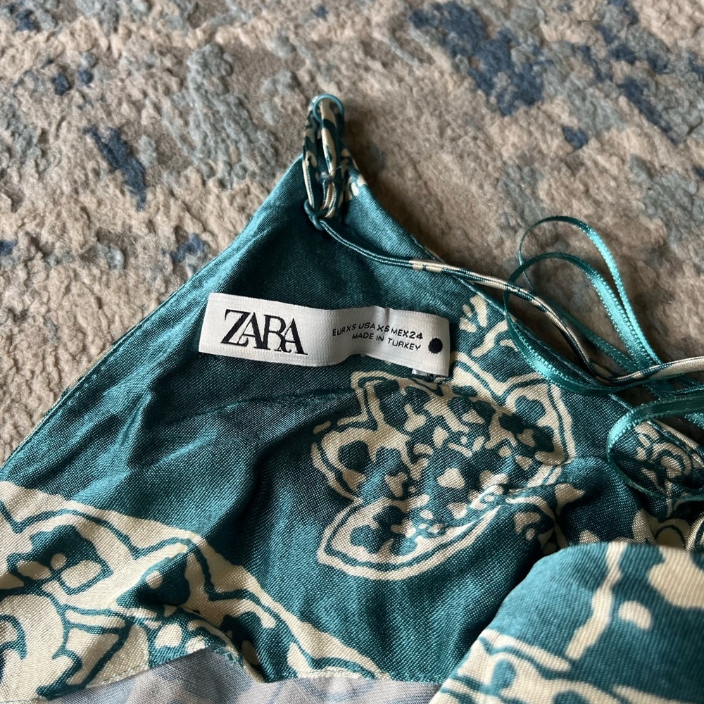 ZARA silky blue paisley print mini dress XS - Picture 4 of 4